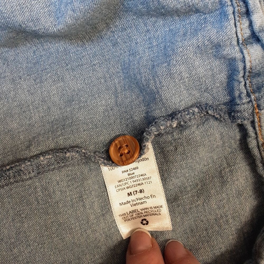 Wonder Nation Dress Denim Dropped Waist Pockets ButtonChecks Girls Size M (7/8) - Picture 4 of 8